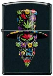  Zippo Skull With Flowers and Cannabis Leaves 4362 feuerzeug