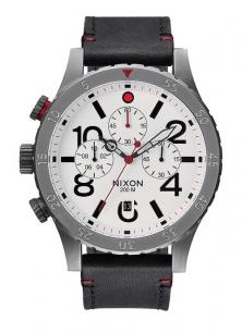  Nixon 48-20 Chrono Leather Gunmetal/White A363 486 Uhren