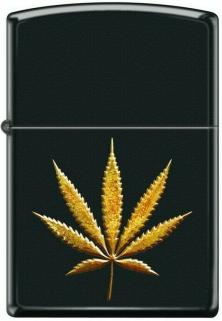  Zippo Gold Cannabis Leaf 8471 Feuerzeug