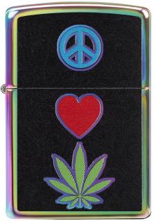 Zippo 6345 Peace Love Leaf Cannabis Feuerzeug