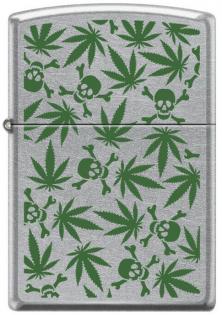  Zippo Cannabis Leaf Skulls 8969 Feuerzeug