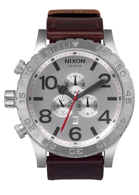  Nixon 51-30 Chrono Leather Silver A124 1113 Uhren