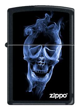 Zippo Blue Flaming Skull 1585 Feuerzeug