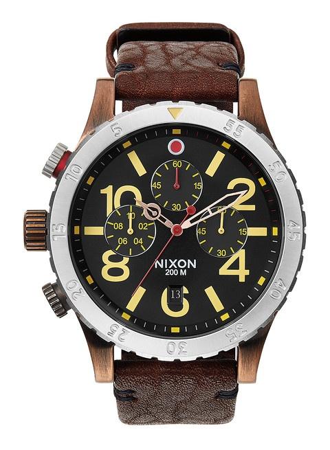  Nixon 48-20 Chrono Leather Antique Copper A363 1625 Uhren