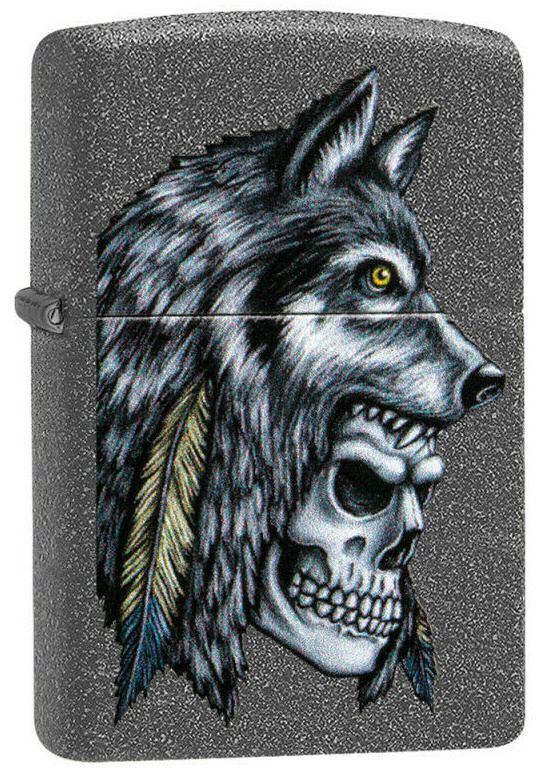  Zippo Wolf Skull Feather 29863 Feuerzeug