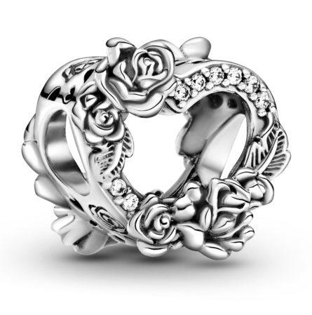  Pandora Open Heart & Rose Flowers 799281C01 clip