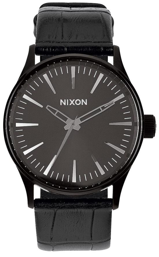  Nixon Sentry 38 Leather Black Gator A377 1886 Uhren