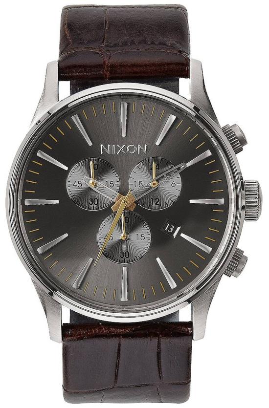  Nixon Sentry Chrono Leather Brown Gator A405 1887 Uhren