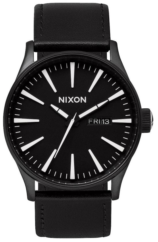  Nixon Sentry Leather Black White A105 005 Uhren