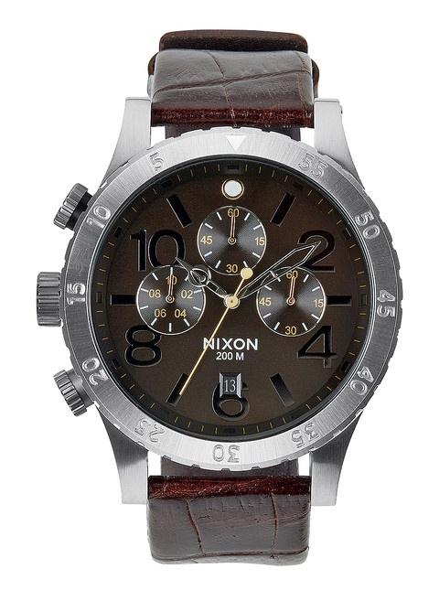  Nixon 48-20 Chrono Leather Brown Gator A363 1887 Uhren